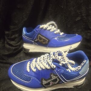 Karl Lagerfeld Blue and White Athletic Shoes